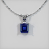 1.33 Ct. Blue Sapphire Pendant, 18K White Gold 1