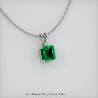 2.77 Ct. Emerald Pendant, 18K White Gold 2