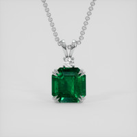 5.12 Ct. Emerald Pendant, 18K White Gold 1