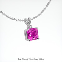 1.03 Ct. Pink Sapphire Pendant, 18K White Gold 2