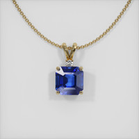 3.04 Ct. Blue Sapphire Pendant, 14K Yellow Gold 1