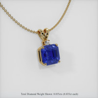 3.04 Ct. Blue Sapphire Pendant, 14K Yellow Gold 2