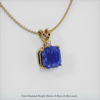 5.17 Ct. Blue Sapphire Pendant, 14K Yellow Gold 2