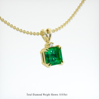 0.64 Ct. Emerald Pendant, 18K Yellow Gold 2
