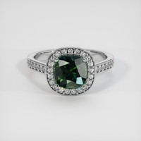 2.10 Ct. Bluish Green Sapphire Ring, Platinum 950 1
