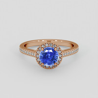 1.09 Ct. Blue Sapphire Ring, 18K Rose Gold 1