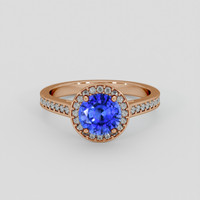1.24 Ct. Blue Sapphire Ring, 18K Rose Gold 1