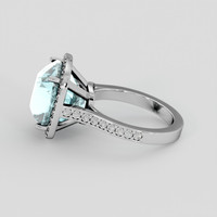 9.30 Ct. Greenish Blue Aquamarine Ring, Silver 4