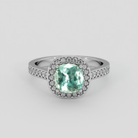 1.60 Ct. Bluish Green Sapphire Ring, 10K White Gold 1