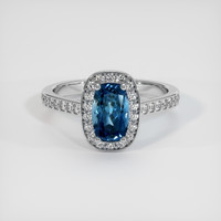 1.95 Ct. Greenish Blue Sapphire Ring, 14K White Gold 1