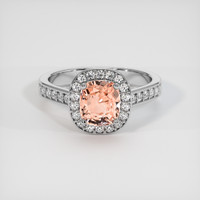 2.06 Ct. Padparadscha Sapphire Ring, 14K White Gold 1