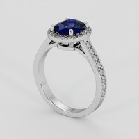 1.53 Ct. Blue Sapphire Ring, 14K White Gold 2