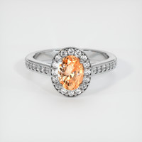 1.01 Ct. Peach Sapphire Ring, 14K White Gold 1