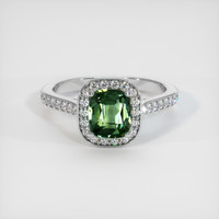 0.97 Ct. Green Sapphire Ring, 14K White Gold 1