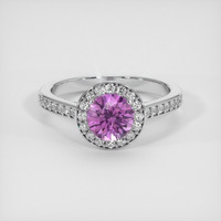 0.68 Ct. Purplish Pink Sapphire Ring, 14K White Gold 1