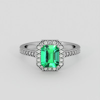 1.04 Ct. Emerald Ring, 18K White Gold 1