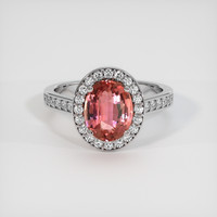 2.55 Ct. Padparadscha Sapphire Ring, 18K White Gold 1