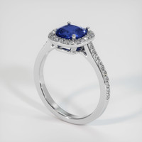 1.36 Ct. Blue Sapphire Ring, 18K White Gold 2