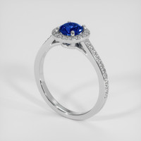 0.82 Ct. Blue Sapphire Ring, 18K White Gold 2