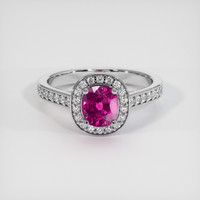 1.24 Ct. Pink Sapphire Ring, 18K White Gold 1