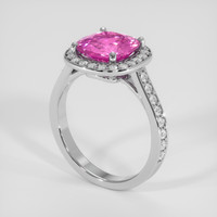 3.67 Ct. Pink Sapphire Ring, 18K White Gold 2
