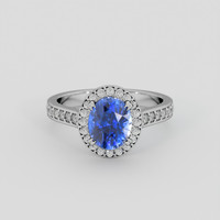 2.17 Ct. Blue Sapphire Ring, 18K White Gold 1