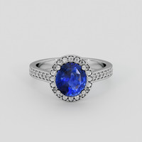 2.03 Ct. Blue Sapphire Ring, 18K White Gold 1