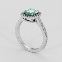 1.60 Ct. Bluish Green Sapphire Ring, 18K White Gold 2
