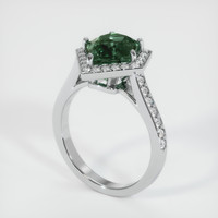 3.44 Ct. Bluish Green Sapphire Ring, 18K White Gold 2