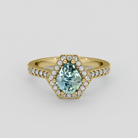 1.44 Ct. Bluish Green Sapphire Ring, 10K Yellow Gold 1