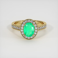 0.94 Ct. Emerald Ring, 18K Yellow Gold 1