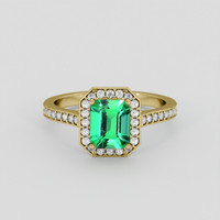 1.04 Ct. Emerald Ring, 18K Yellow Gold 1