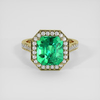 3.71 Ct. Emerald Ring, 18K Yellow Gold 1