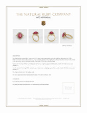 Ruby Ring 9.21 Ct., 18K Yellow Gold Appraisal