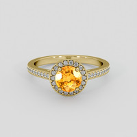 1.47 Ct. Orangish Yellow Sapphire Ring, 18K Yellow Gold 1