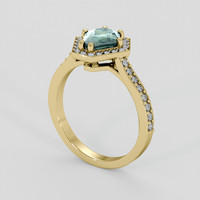 1.44 Ct. Bluish Green Sapphire Ring, 18K Yellow Gold 2