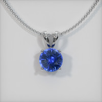0.87 Ct. Blue Sapphire Pendant, 14K White Gold 1