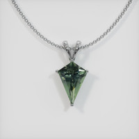 2.18 Ct. Green Sapphire Pendant, 14K White Gold 1