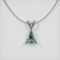 0.93 Ct. Bluish Green Sapphire Pendant, 14K White Gold 1