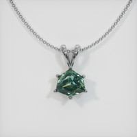 2.44 Ct. Bluish Green Sapphire Pendant, 14K White Gold 1