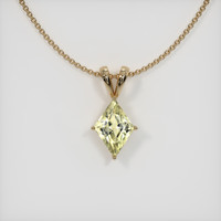3.20 Ct. Yellowish Green Sapphire Pendant, 14K Yellow Gold 1