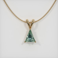 0.93 Ct. Bluish Green Sapphire Pendant, 14K Yellow Gold 1
