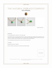 Emerald Pendant 0.93 Ct. 18K Yellow Gold Appraisal