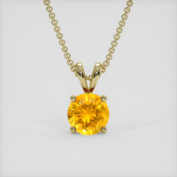 1.00 Ct. Yellowish Orange Sapphire Pendant, 18K Yellow Gold 1
