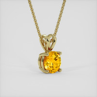 1.00 Ct. Yellowish Orange Sapphire Pendant, 18K Yellow Gold 2
