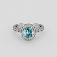 1.50 Ct. Greenish Blue Sapphire Ring, Platinum 950 1