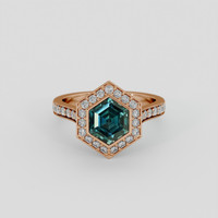 2.66 Ct. Bluish Green Sapphire Ring, 14K Rose Gold 1