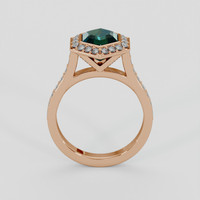 2.66 Ct. Bluish Green Sapphire Ring, 14K Rose Gold 3