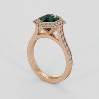 2.66 Ct. Bluish Green Sapphire Ring, 18K Rose Gold 2