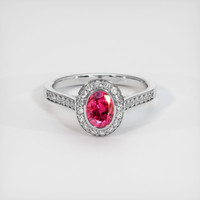 0.85 Ct. Pinkish Red Ruby Ring, 10K White Gold 1
